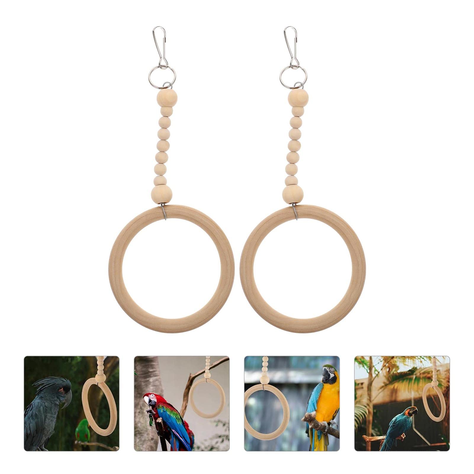 Balacoo 2 Pack Wooden Parrot Swing Toy Set - Natural Wood Perch, Bird Hammock & Ladder for Parakeets, Cockatiels, Lovebirds - Fun Climbing & Play Cage Accessories for Small Birds (Ideal for Playtime & Exercise)