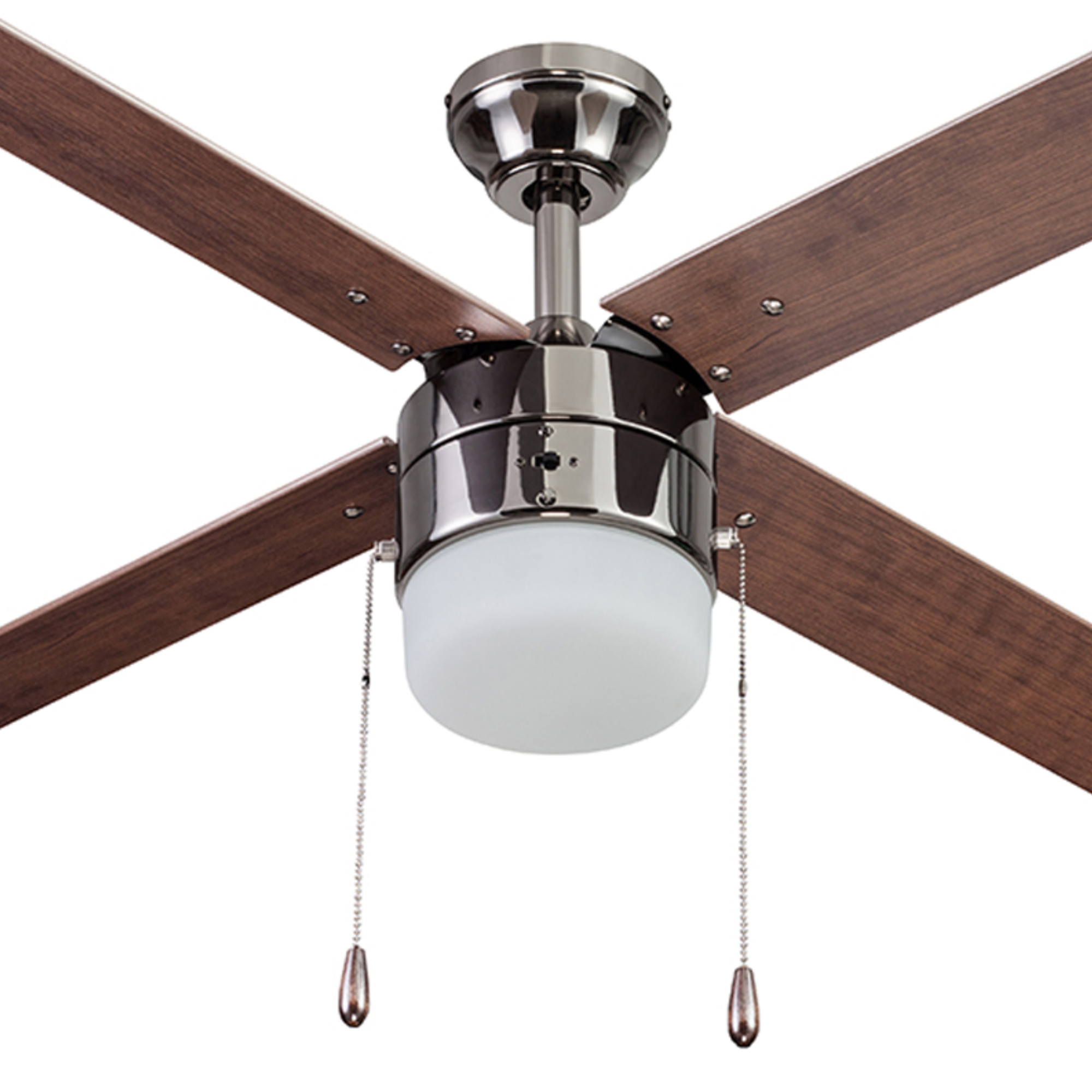 52 Inch Gun Metal Ceiling Fan with Pull Chain - Modern Industrial Style for Living Room, Bedroom, and Office Cooling