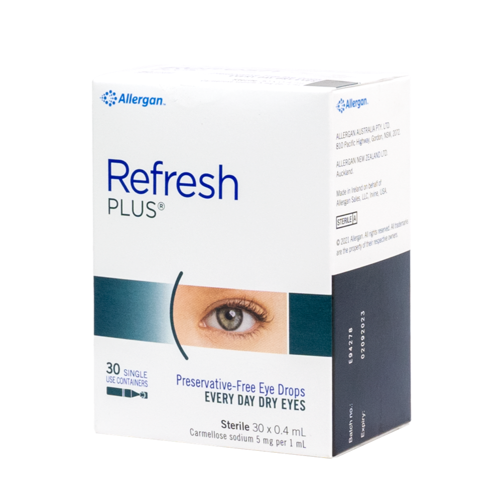 Refresh Plus Lubricant Eye Drops 0.4ml (30 Single-Use Vials) - Relieve Dry, Irritated Eyes for Contact Lens Wearers & Computer Users