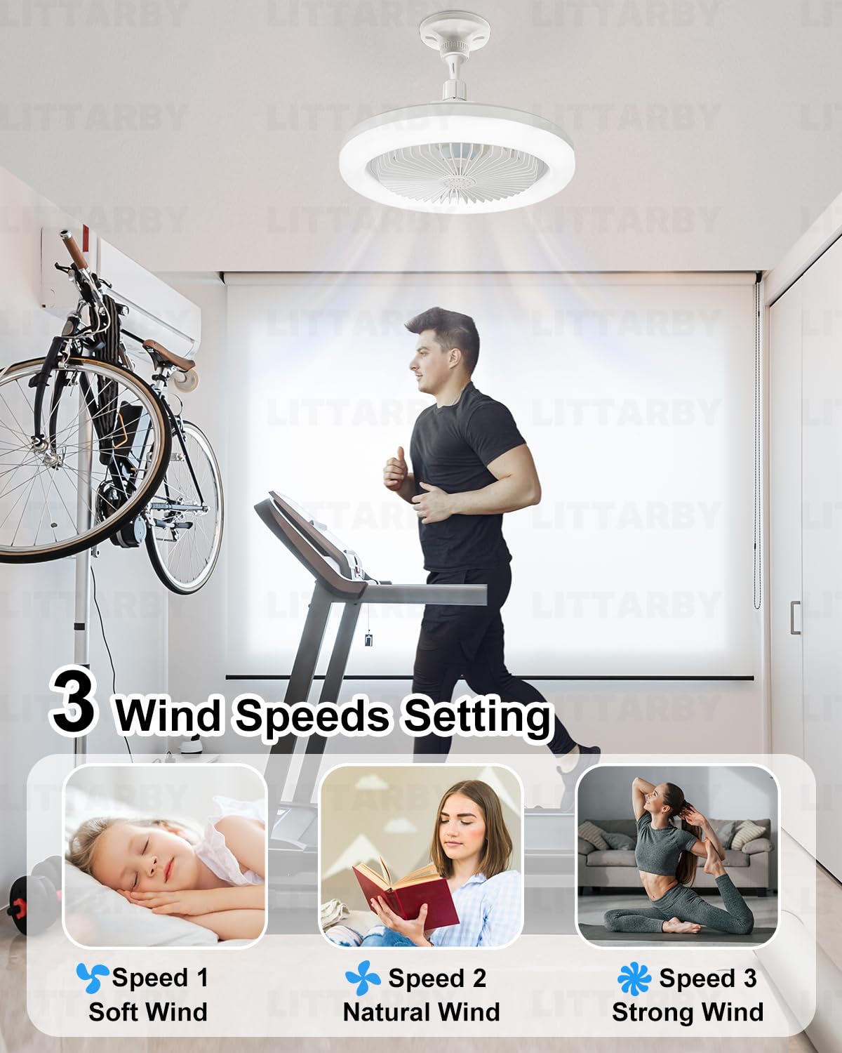 Remote Control Socket Fan Light - 3 Colors (3000K-6500K) Dimmable LED Ceiling Fan Bulb for Bedroom, Kitchen, Closet | Energy Efficient Wireless Small Ceiling Fan with Light | Perfect for Home Cooling & Air Circulation