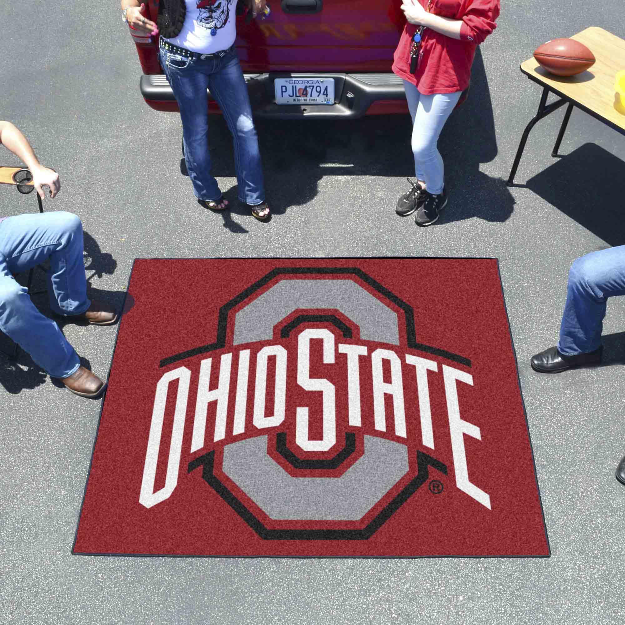 Ohio State Buckeyes Fan Rug - 5ft x 6ft College Sports Area Rug for Home Decor, Tailgating, Game Room & Man Cave - Officially Licensed NCAA Football Mat for Indoor Outdoor Use