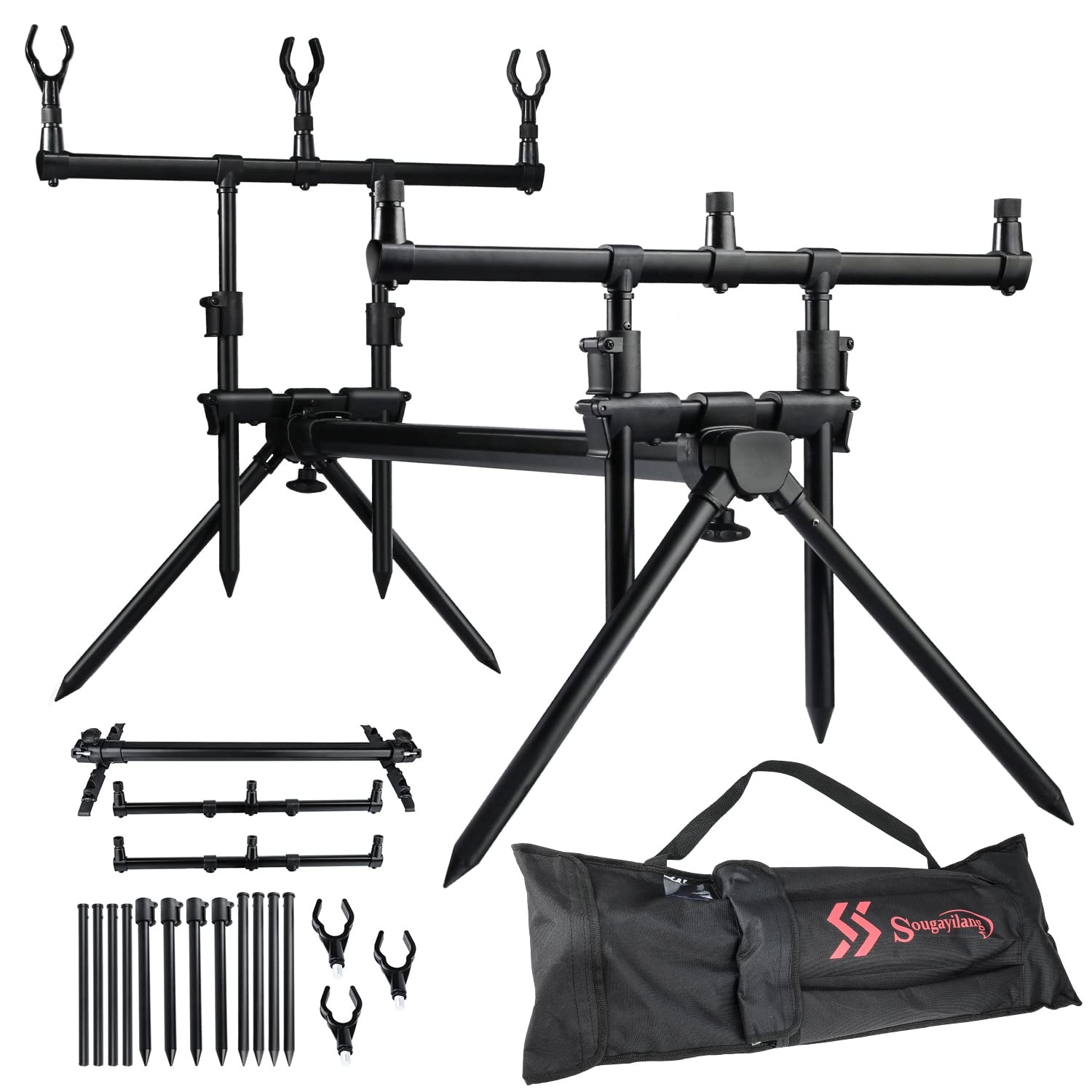 Adjustable Retractable Fishing Rod Holder - Carp Fishing Rod Pod Stand with Pole Support | Durable Fishing Tackle for Bank, Boat & Shore Fishing | Perfect for Carp, Bass & Catfish Anglers