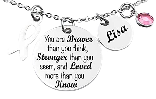 Personalized Cancer Ribbon Pendant Necklace - Thoughtful Gift for Cancer Patients & Survivors - Fight Cancer Awareness Jewelry - Perfect for Support Groups, Fundraisers & Inspirational Gifts