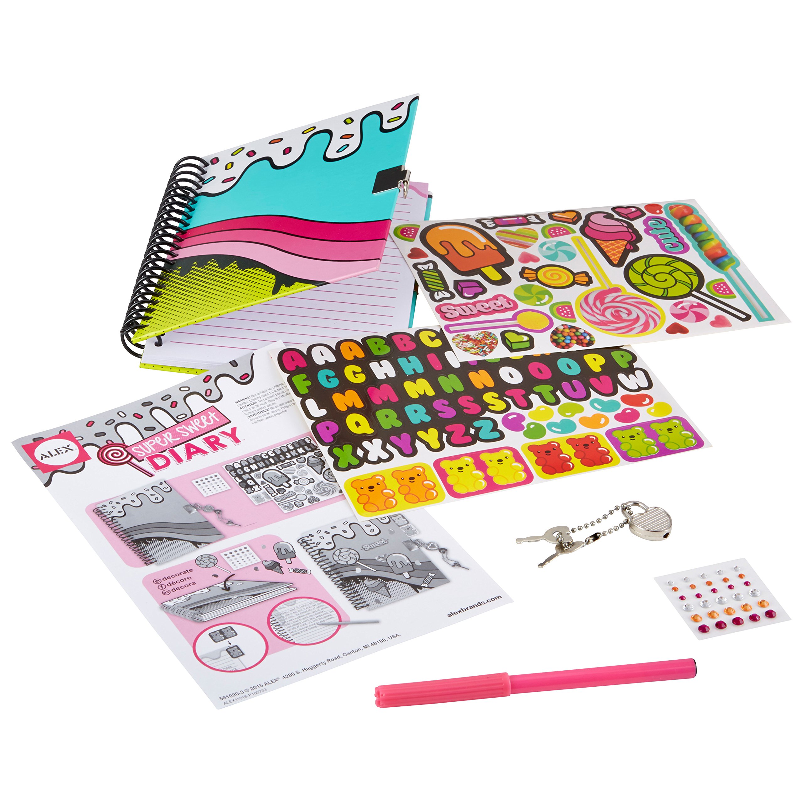 ALEX Toys Craft Super Sweet Diary - DIY Journal for Girls, Creative Writing & Scrapbooking Kit - Perfect for Birthday Gifts, School Projects & Memory Keeping