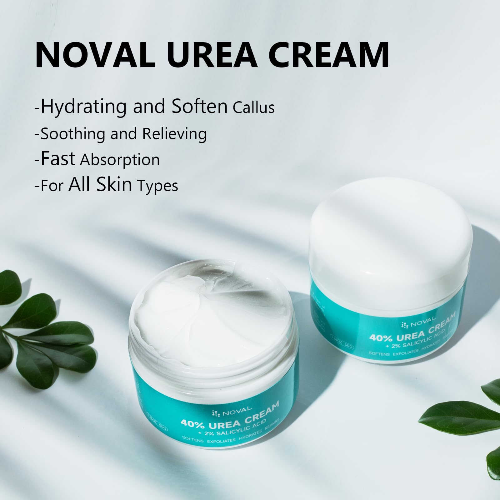 40% Urea & 2% Salicylic Acid Foot Cream for Dry Cracked Heels - Intense Moisturizing Treatment for Feet, Knees, Elbows & Hands | Professional Pedicure Supplies for Soft Smooth Skin at Home