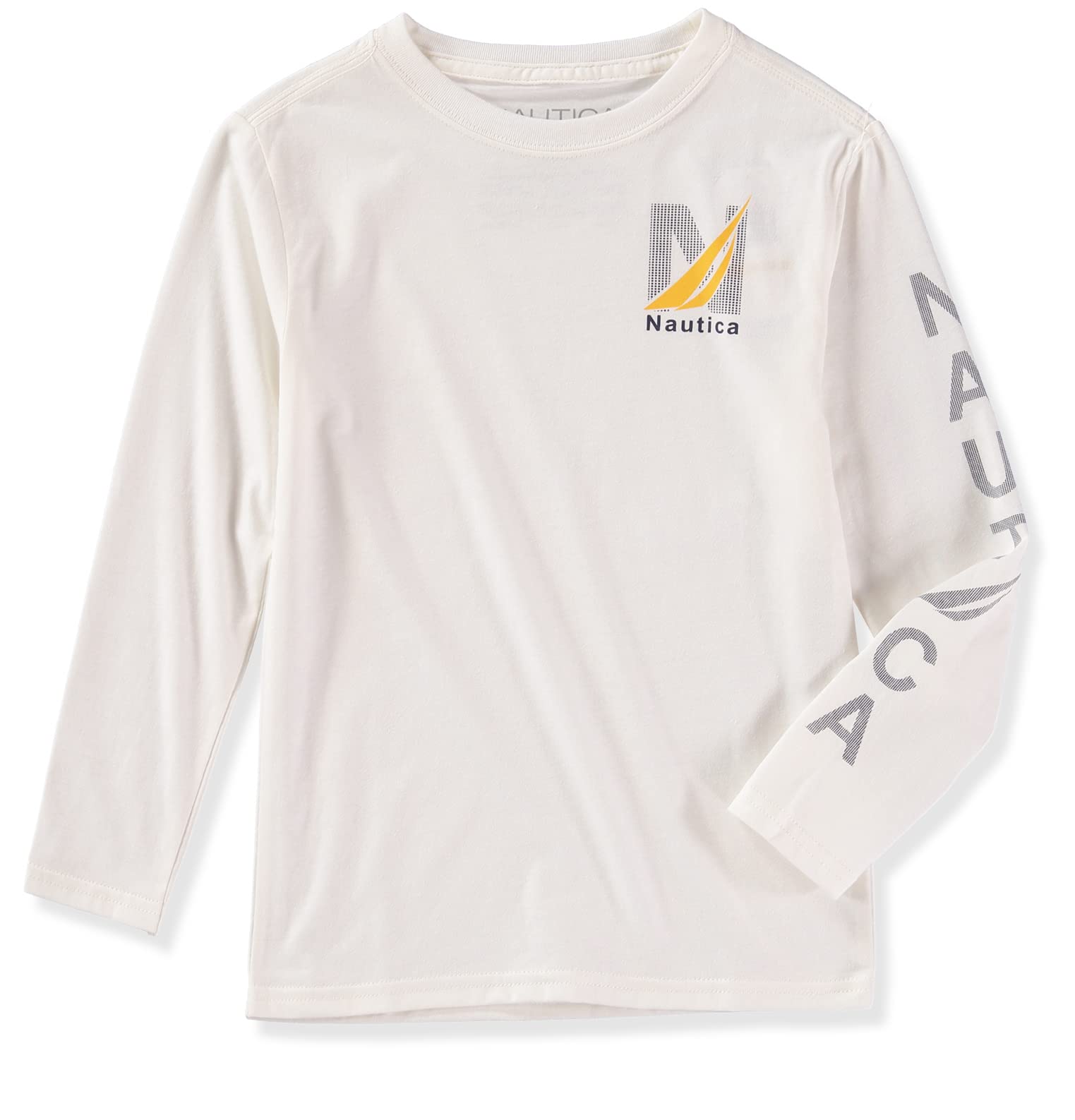 Nautica Boys' Long Sleeve Graphic Crew Neck Cotton T-Shirt - Classic Legacy Design for School, Play & Everyday Wear