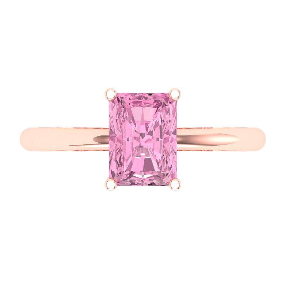 1.75ct Radiant Cut Pink Simulated Diamond Ring - 18K Rose Gold Solitaire Engagement Wedding Promise Anniversary Band for Women | Elegant Bridal Jewelry Gift for Her