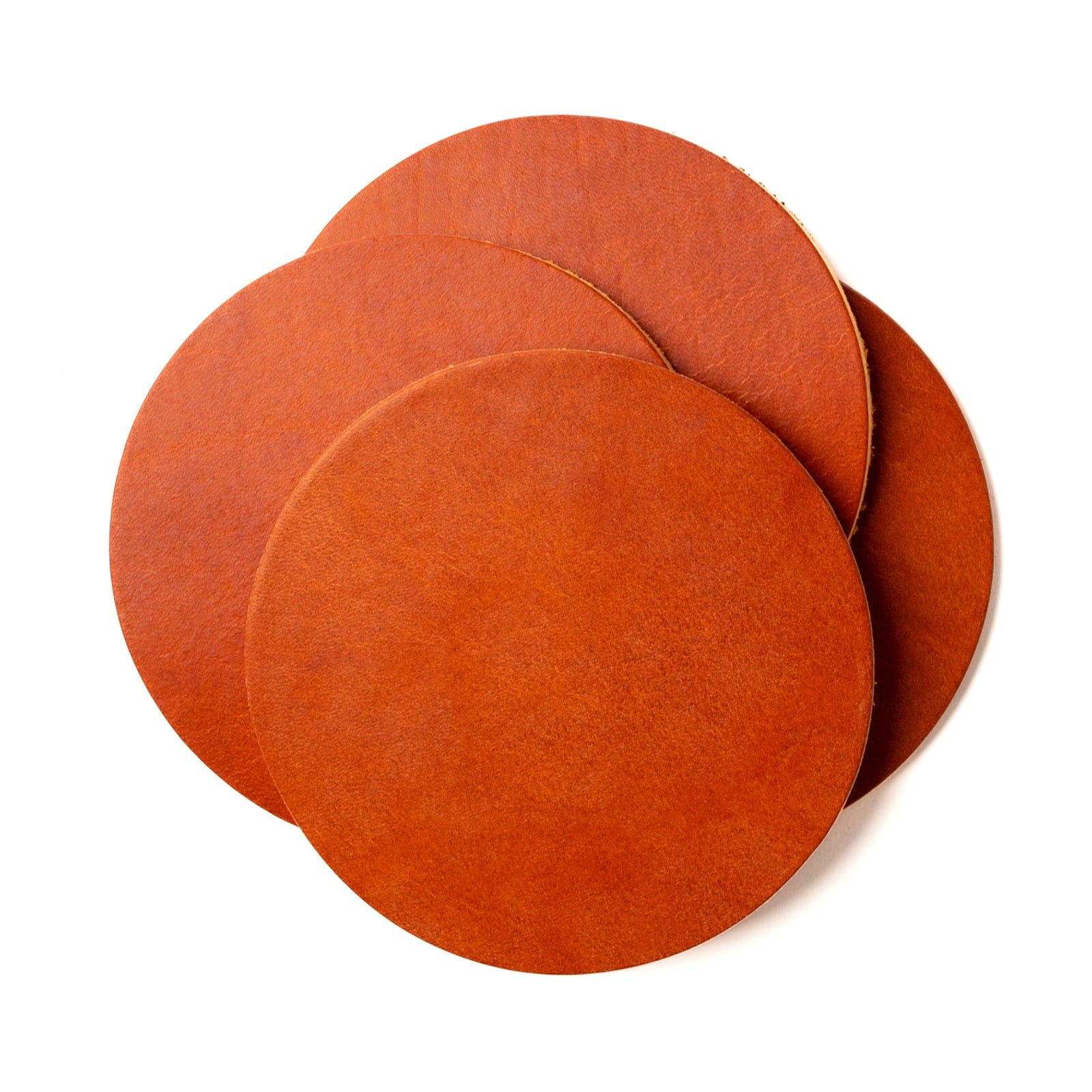 Premium 4-Pack Genuine Leather Coasters - Blank & Engravable for Home, Office, and Bar Use