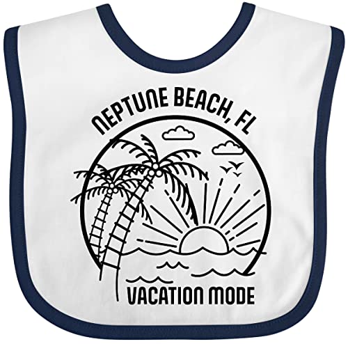 Inktastic Summer Vacation Mode Neptune Beach Florida Baby Bib - Soft Cotton Drool Bib for Infants & Toddlers - Perfect for Beach Trips, Travel, and Everyday Use