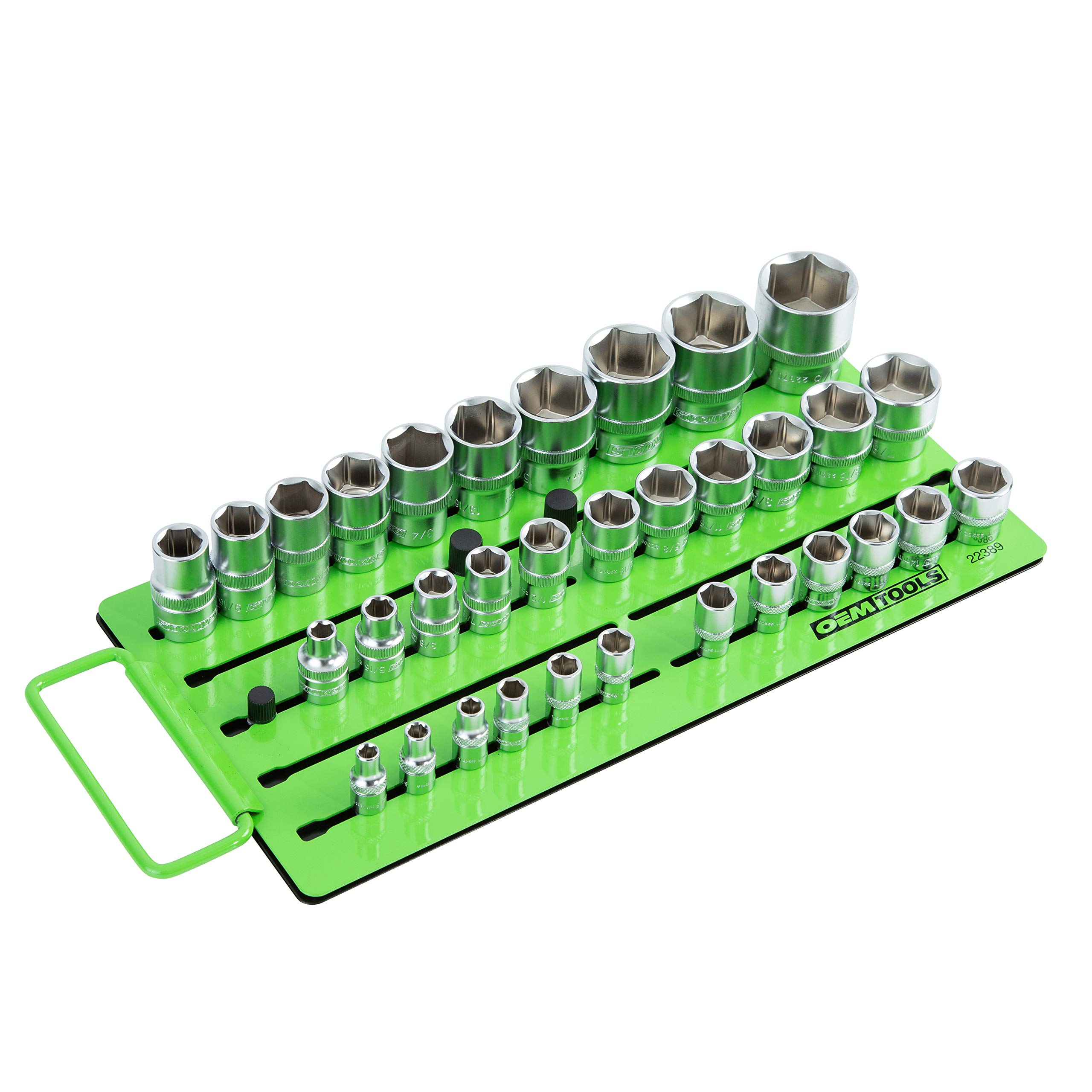 OEMTOOLS 22389 Pro Magnetic Socket Tray - 3 Row Adjustable Ratchet Organizer with Customizable Drive Studs | Portable Socket Set Storage for Mechanics & DIY Auto Repair