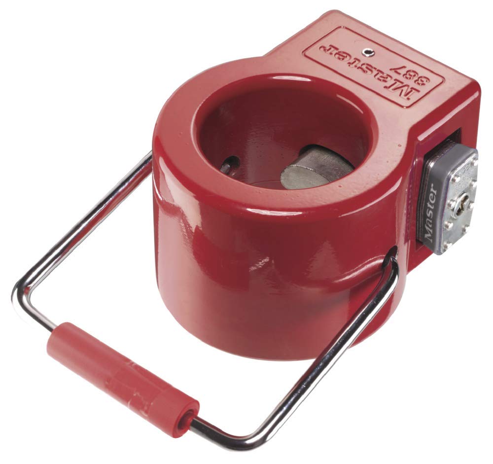 Master Lock 387NKA Key Lock - Heavy Duty Padlock with Key, 1-Pack (Red) - Secure Lockers, Toolboxes & Storage Units