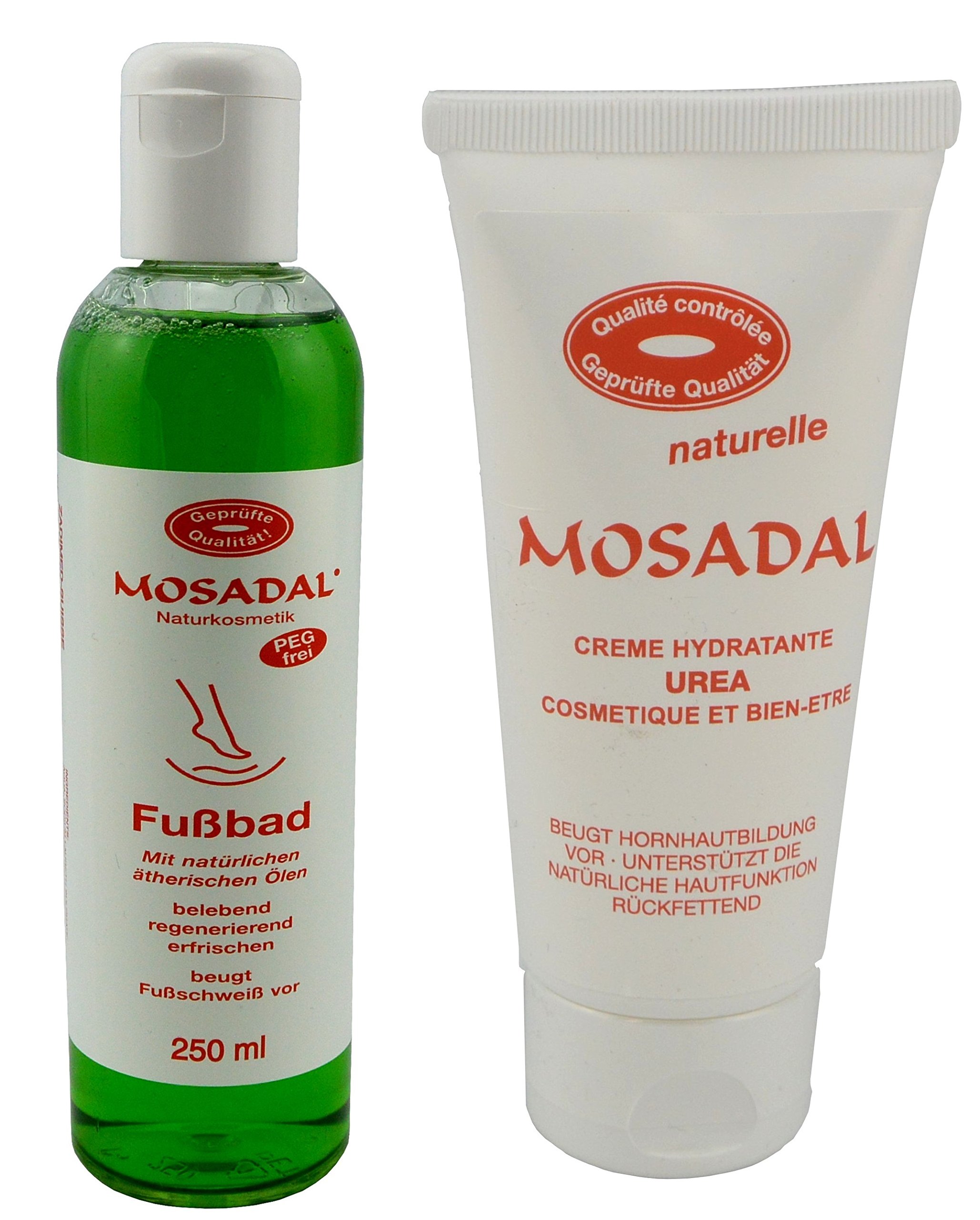 Mosadal Foot Bath 250ml - Natural Sweaty Feet Treatment & Urea 100ml Hydrating Cream - Certified Callus Remover for Foot Care | Perfect for Pedicures, Cracked Heels & At-Home Spa Treatments