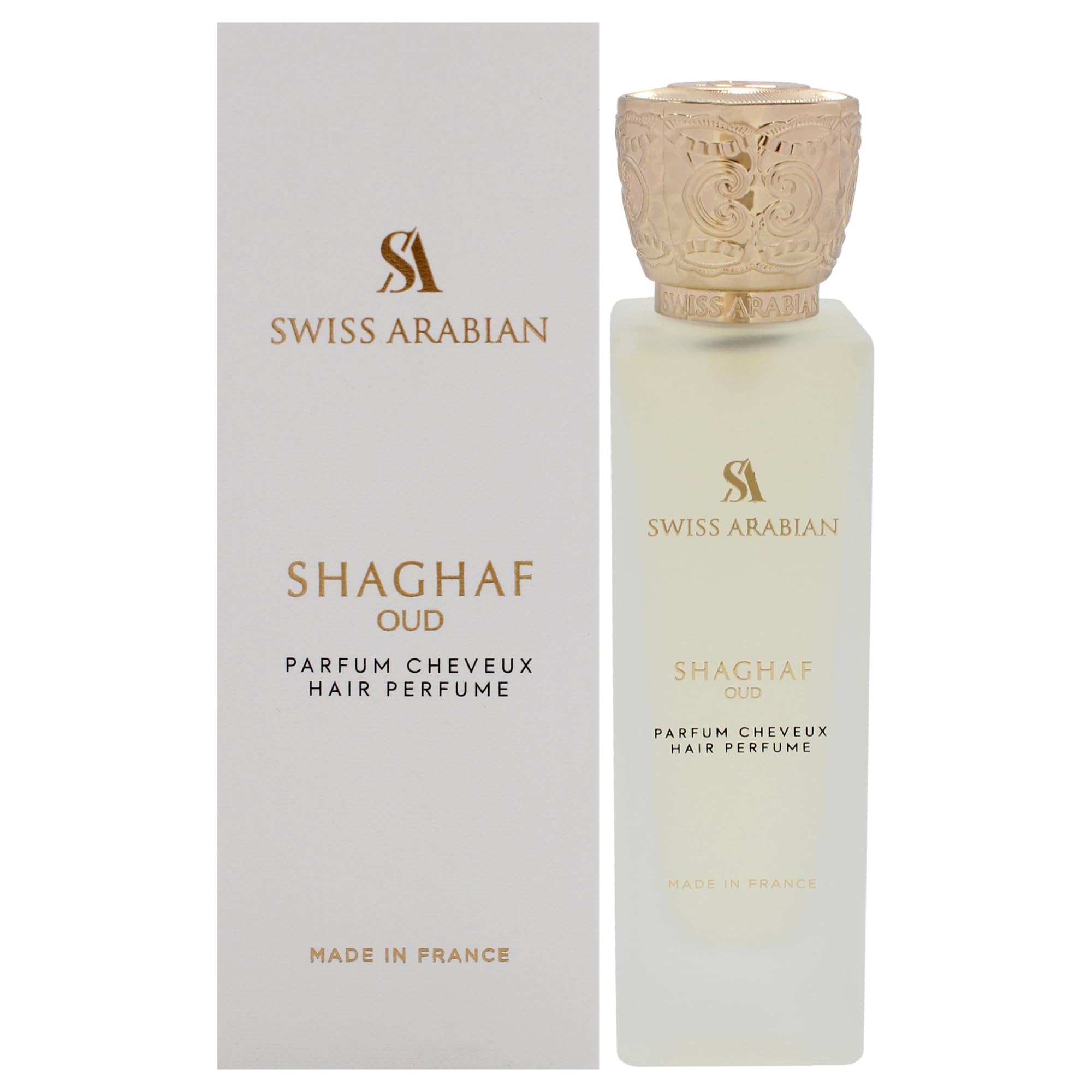 Swiss Arabian Shaghaf Oud Hair Perfume for Women - Long Lasting Oud & Gourmand Fragrance with Vitamin E - Saffron, Rose & Vanilla Scented Hair Mist - 1.7 oz - Perfect for Date Nights, Special Occasions & Daily Luxury