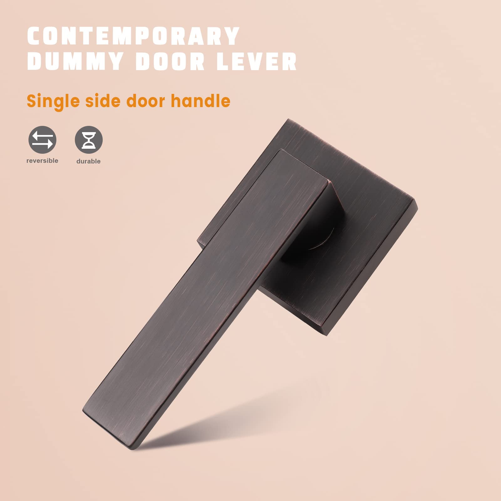 KNOBWELL 10 Pack Heavy Duty Interior Door Handles - Right/Left Hand Single Sided Dummy Lever for Closet & Cabinet Doors in Oil Rubbed Bronze (0.93 lb, One Side Use) - Perfect for Bedrooms, Bathrooms & Storage Spaces