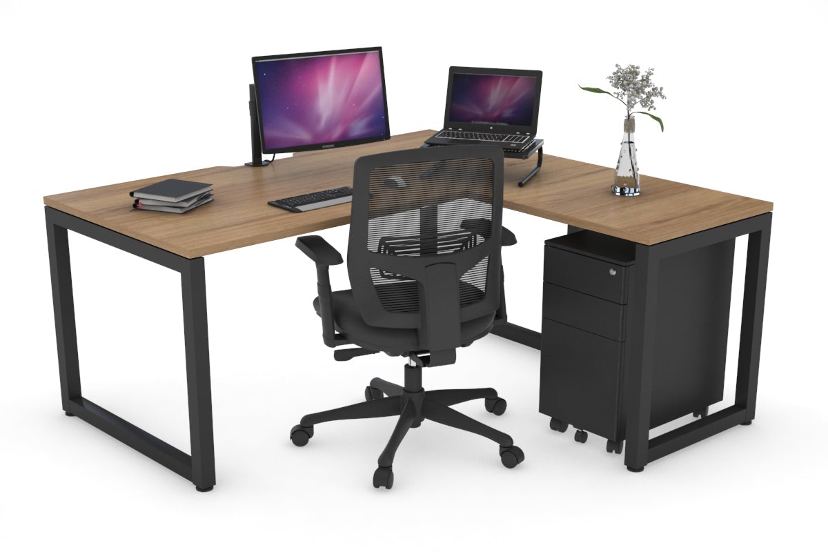 Ergonomic L-Shaped Corner Office Desk with Quadro Loop Legs - 63