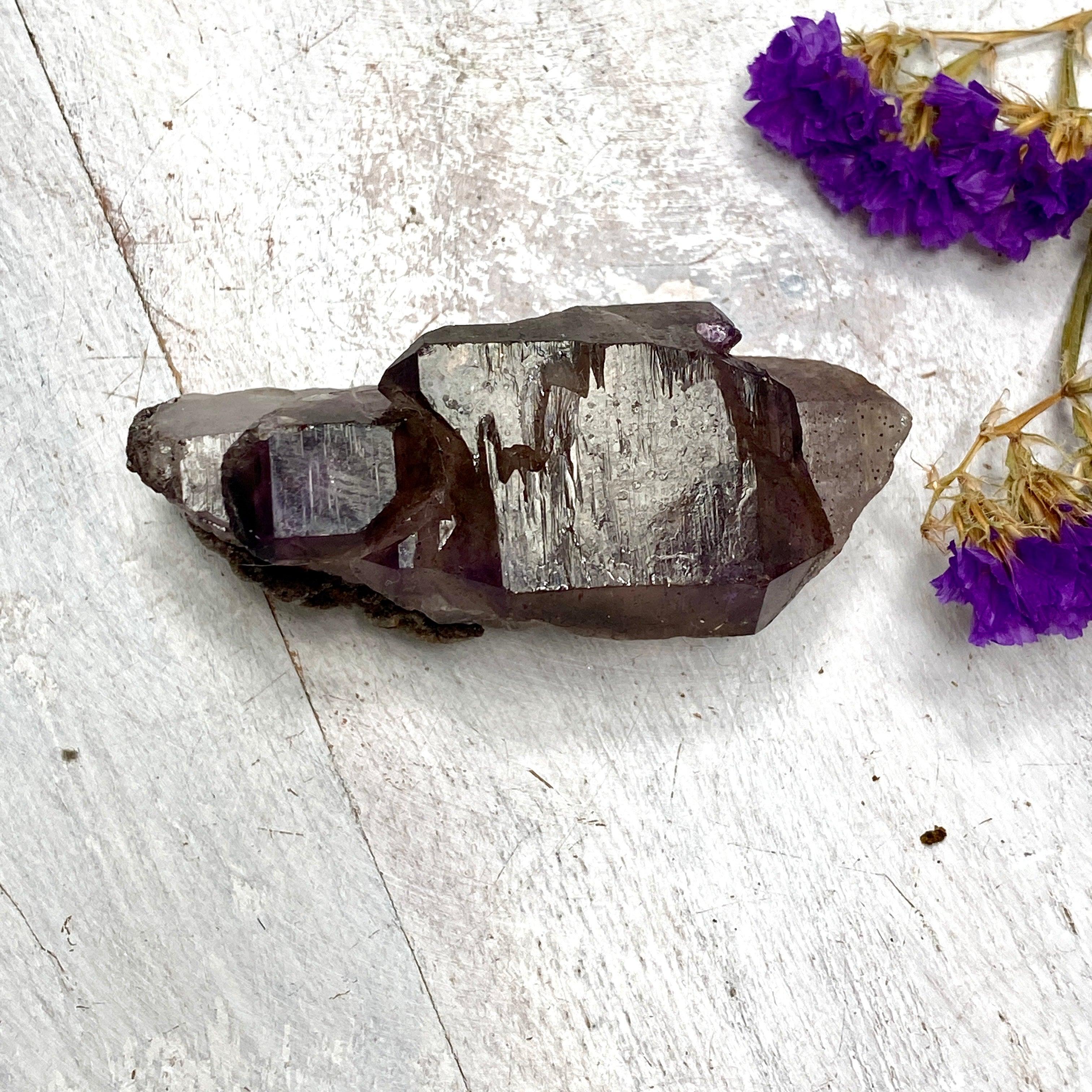 Natural Smokey Amethyst Quartz Crystal from Chiredzi, Africa - Healing Stone for Meditation, Yoga & Spiritual Growth (CR3176)