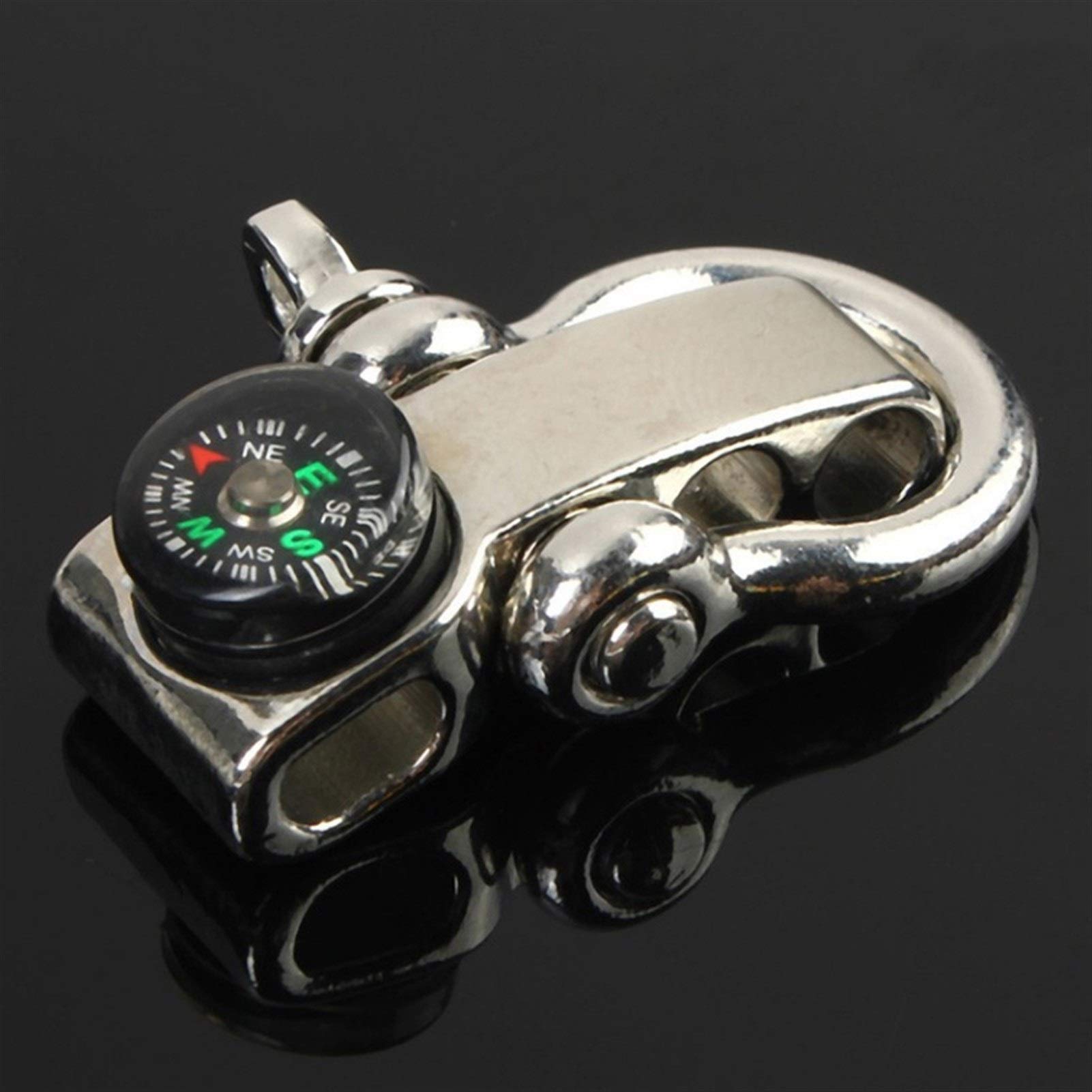 CIJTLO Mini Compass with U-Shape Anchor Shackle - Adjustable Zinc Alloy Survival Compass Bracelet for Outdoor Hiking, Camping & Emergency Situations