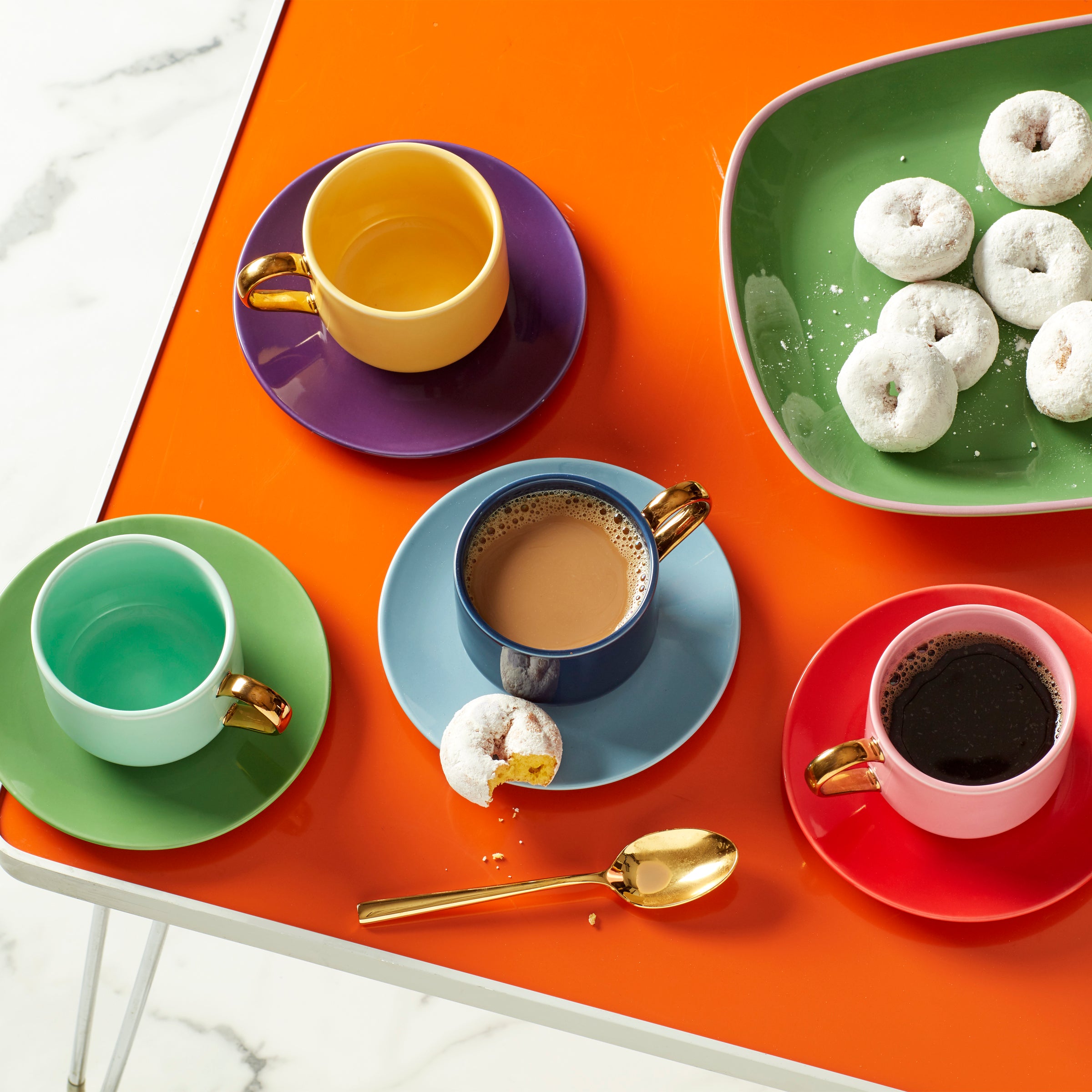 Make It Pop 8 Piece Cup & Saucer Set - Elegant Porcelain Tea Cups with Saucers for Afternoon Tea, Coffee, and Home Decor