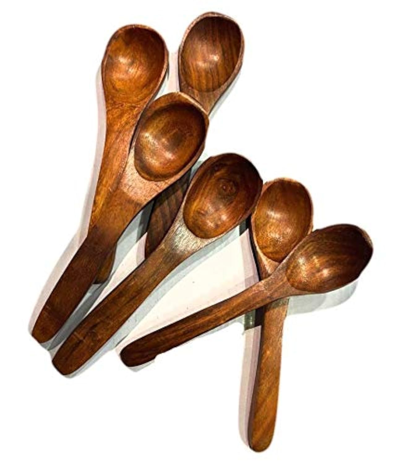6-Piece Wooden Teaspoon Set - 4 Inch Eco-Friendly Spoons for Coffee, Tea, Salt, Sugar & Spices - Perfect for Eating, Mixing, Stirring & Tableware - Ideal for Kitchen, Dining & Camping Use