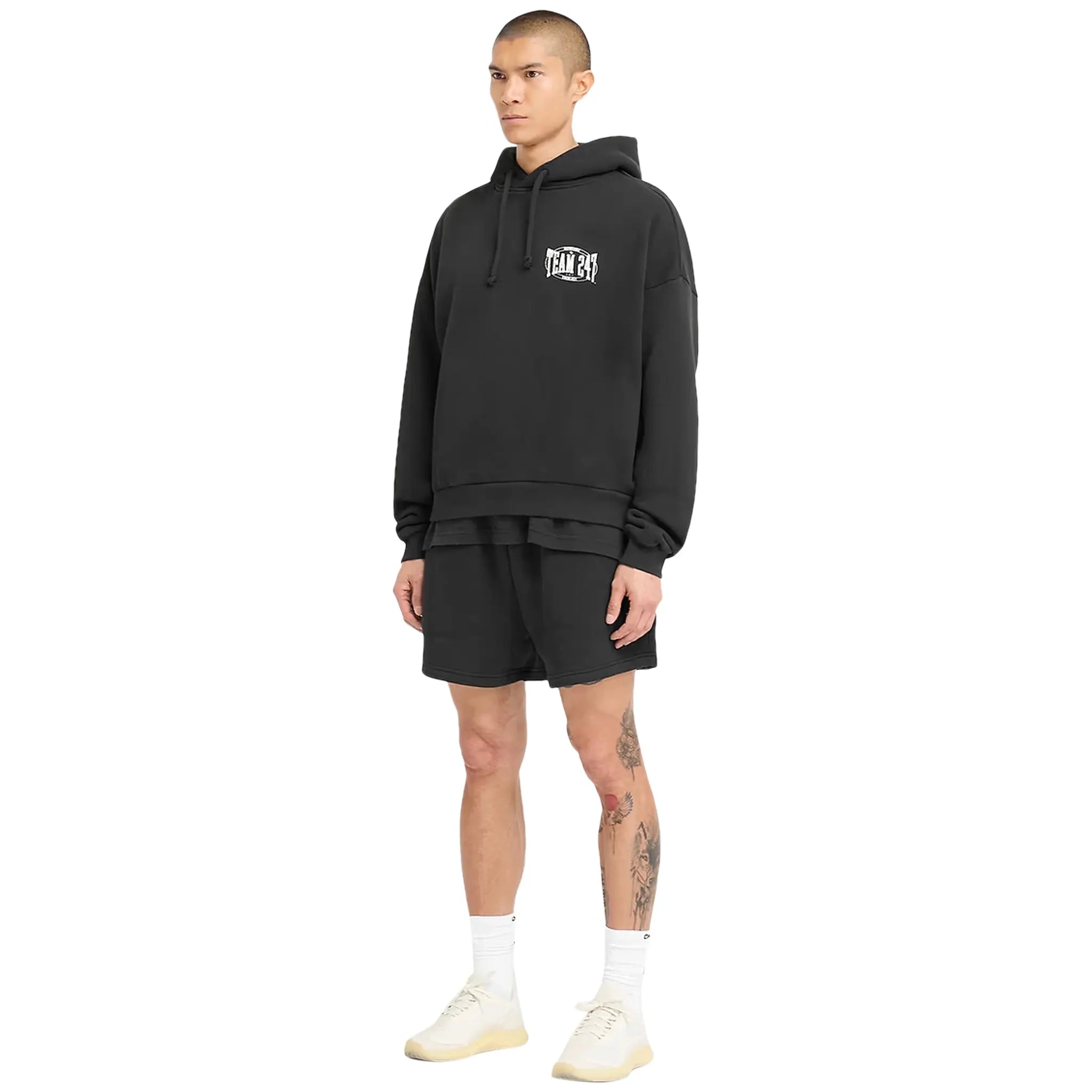 Represent 247 X Everlast Training Camp Boxy Off Black Hoodie - Men's Streetwear Pullover for Gym, Boxing & Urban Fashion