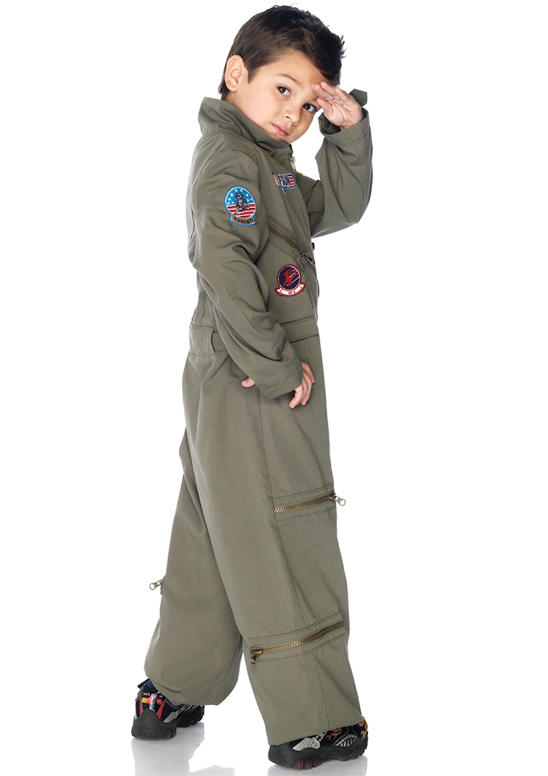 Leg Avenue Boys Top Gun Flight Suit Costume - Maverick Pilot Jumpsuit for Halloween, Cosplay & Dress Up Parties