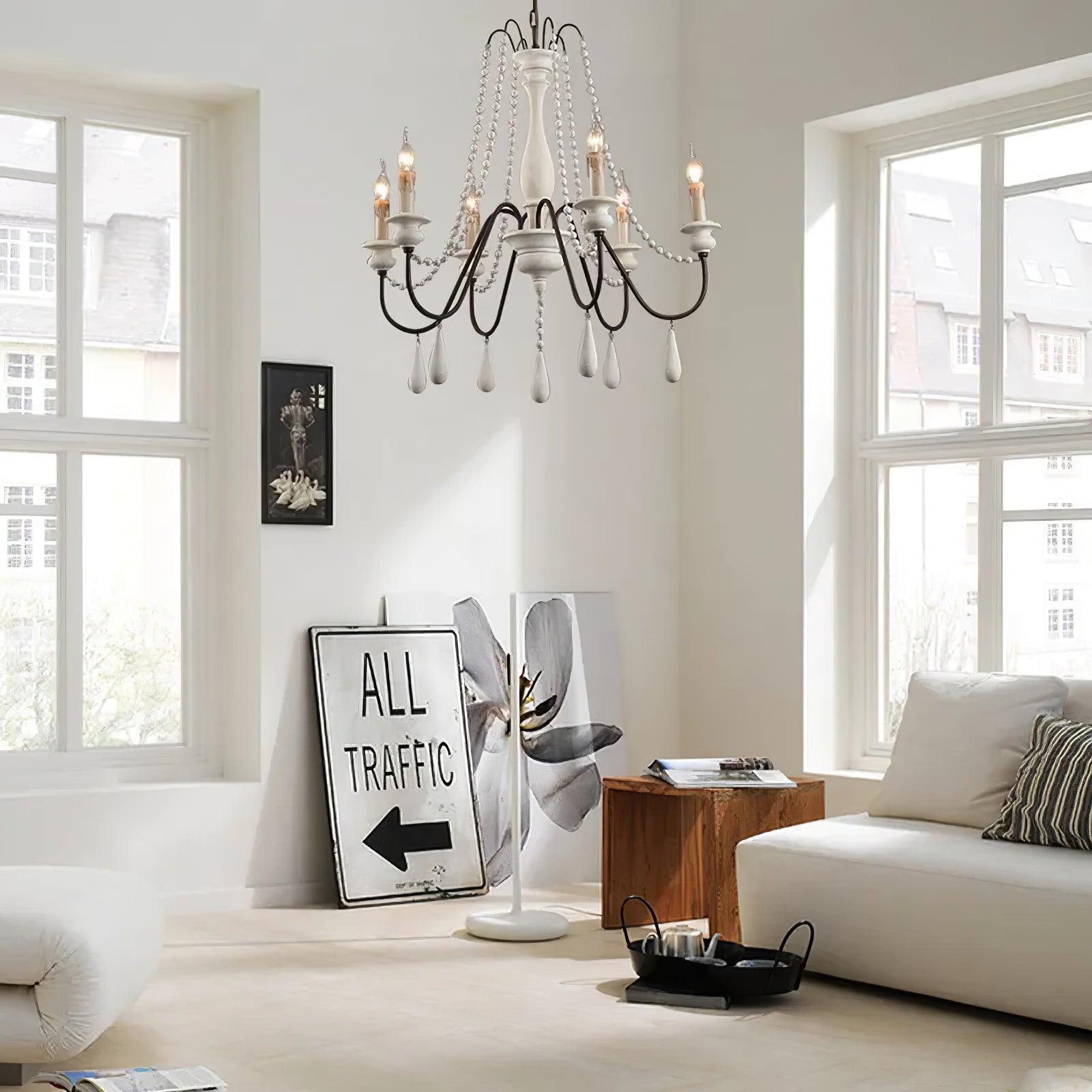 Elegant Beaded Chandelier with Candle-Style Lights - Perfect for Dining Room, Bedroom, or Living Room Decoration