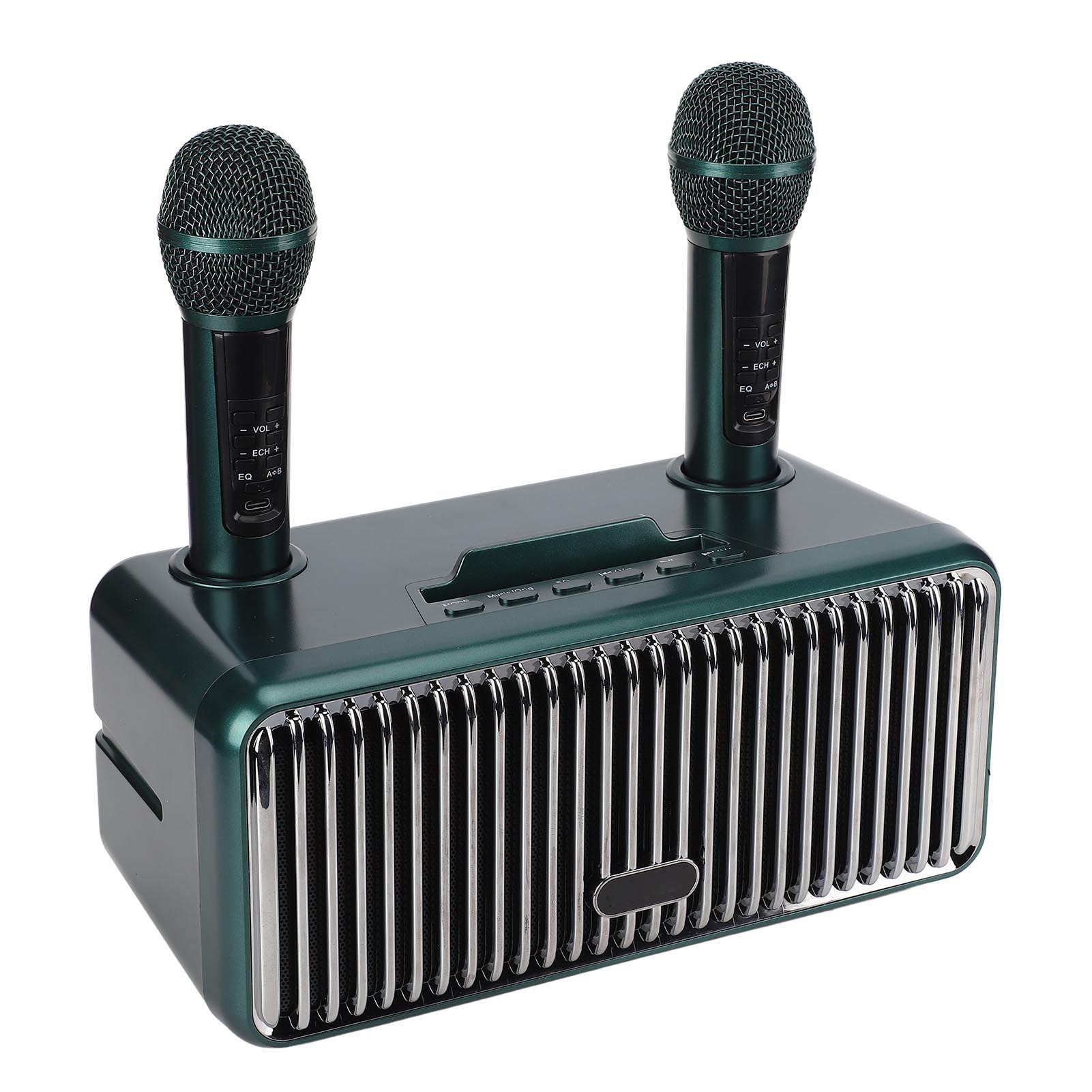Ciciglow Wireless Bluetooth Karaoke Microphone - Dual Handheld Dynamic System with Karaoke Machine, 1500mAh Battery, Green Metal Mic for Kids & Adults - Perfect for Home Parties, Birthday Celebrations & Family Karaoke Nights