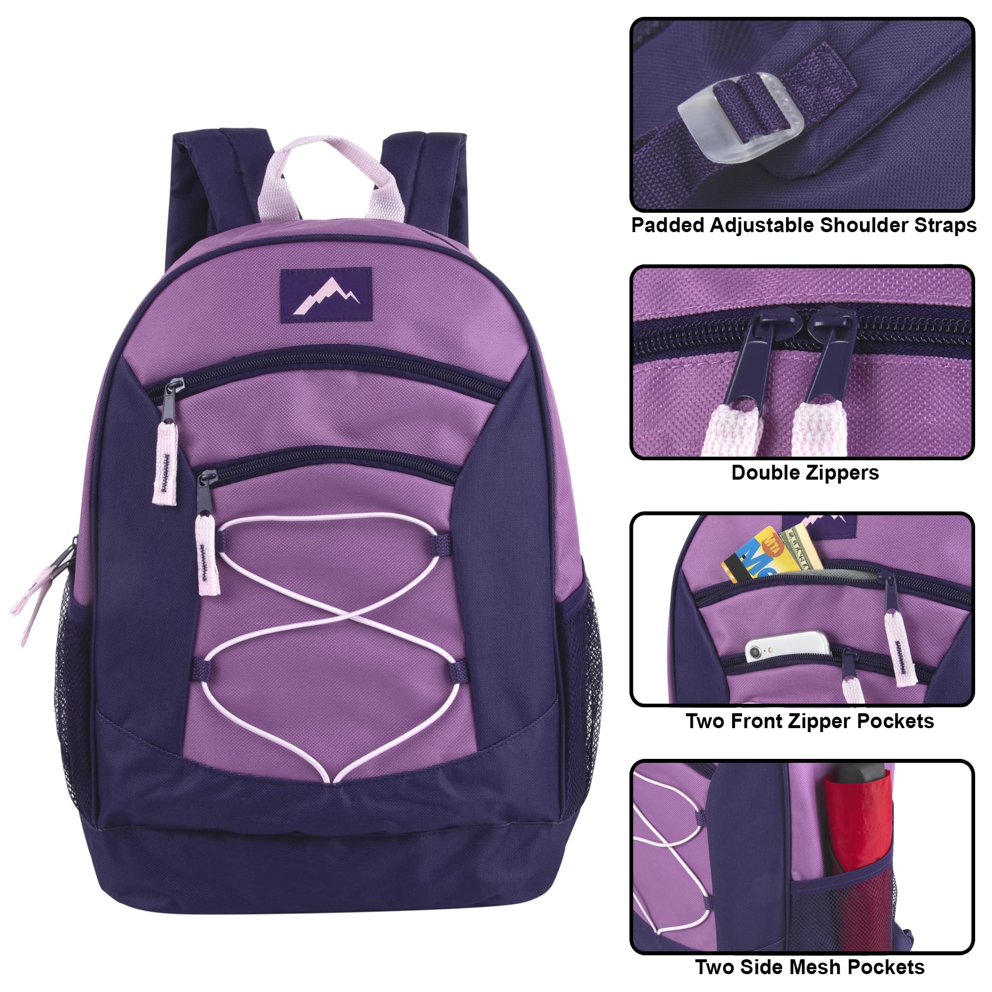 24 Pack Trail Maker 18 Inch Bulk Backpacks with School Supplies - Durable Backpacks for Boys & Girls - Perfect for School, Travel, Camping & Outdoor Adventures