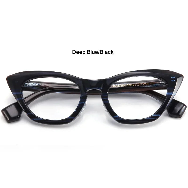 Stylish Unisex Oval Cat Eye Acetate Eyeglasses Frame 7318 - Trendy Full Rim Glasses for Women & Men, Perfect for Office, Reading & Fashion Accessories