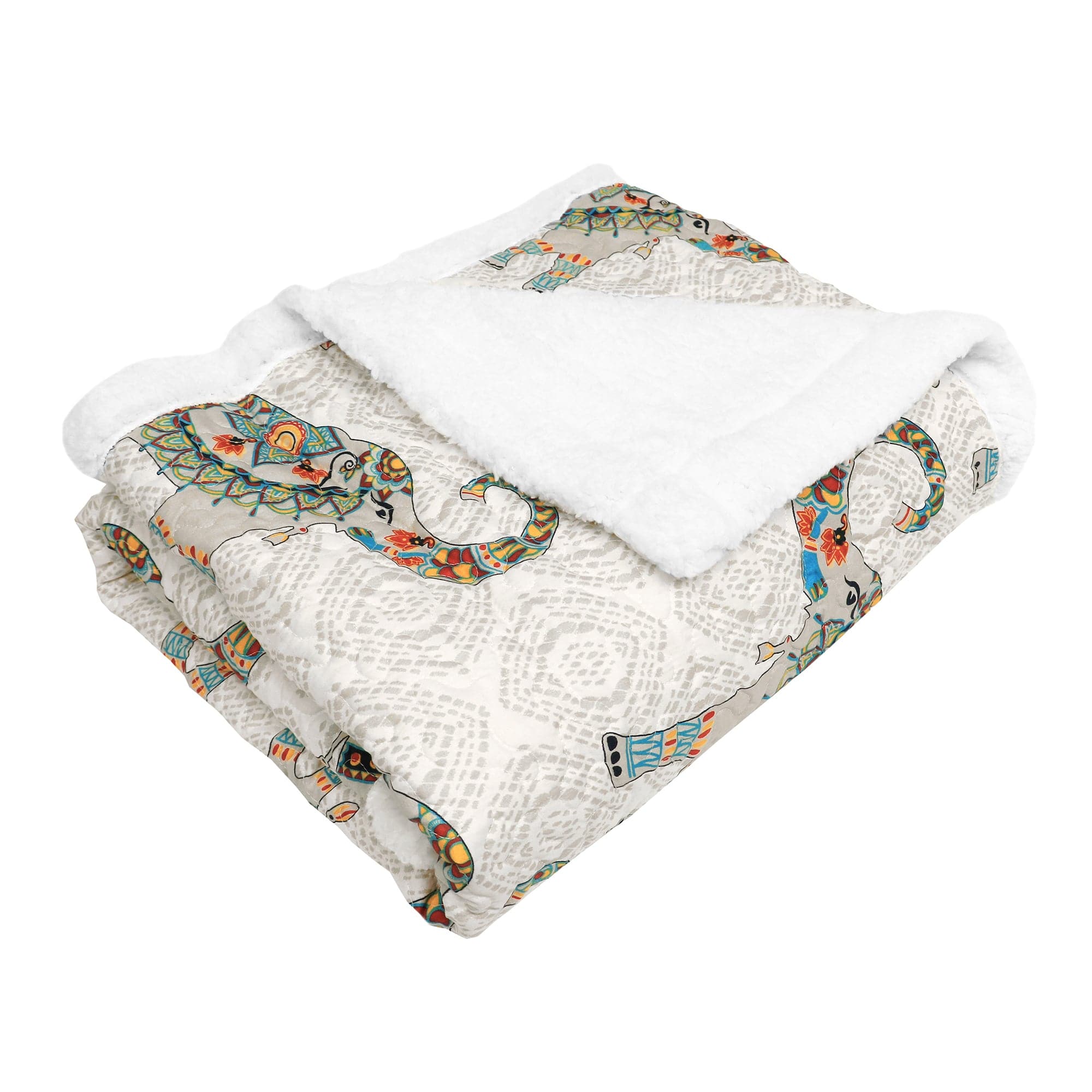 Hati Elephants Sherpa Blanket - Soft & Cozy Flannel Throw for Couch, Bed, and Travel - Perfect for Home Decor, Gifts, and Winter Warmth