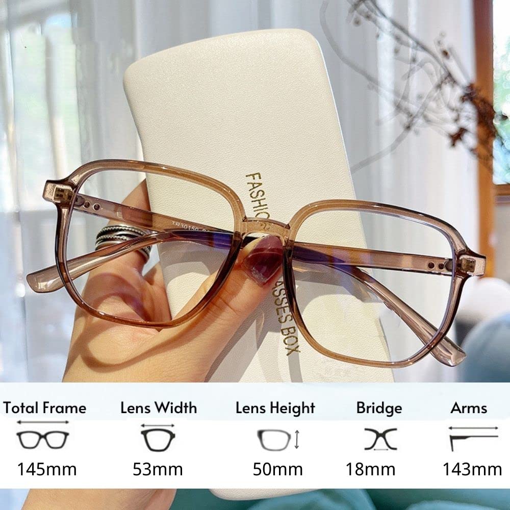 Blue Light Blocking Glasses for Women & Men - Square Nerd Reading Glasses with Lightweight Frame to Reduce Eye Strain | Computer, Gaming & Office Use