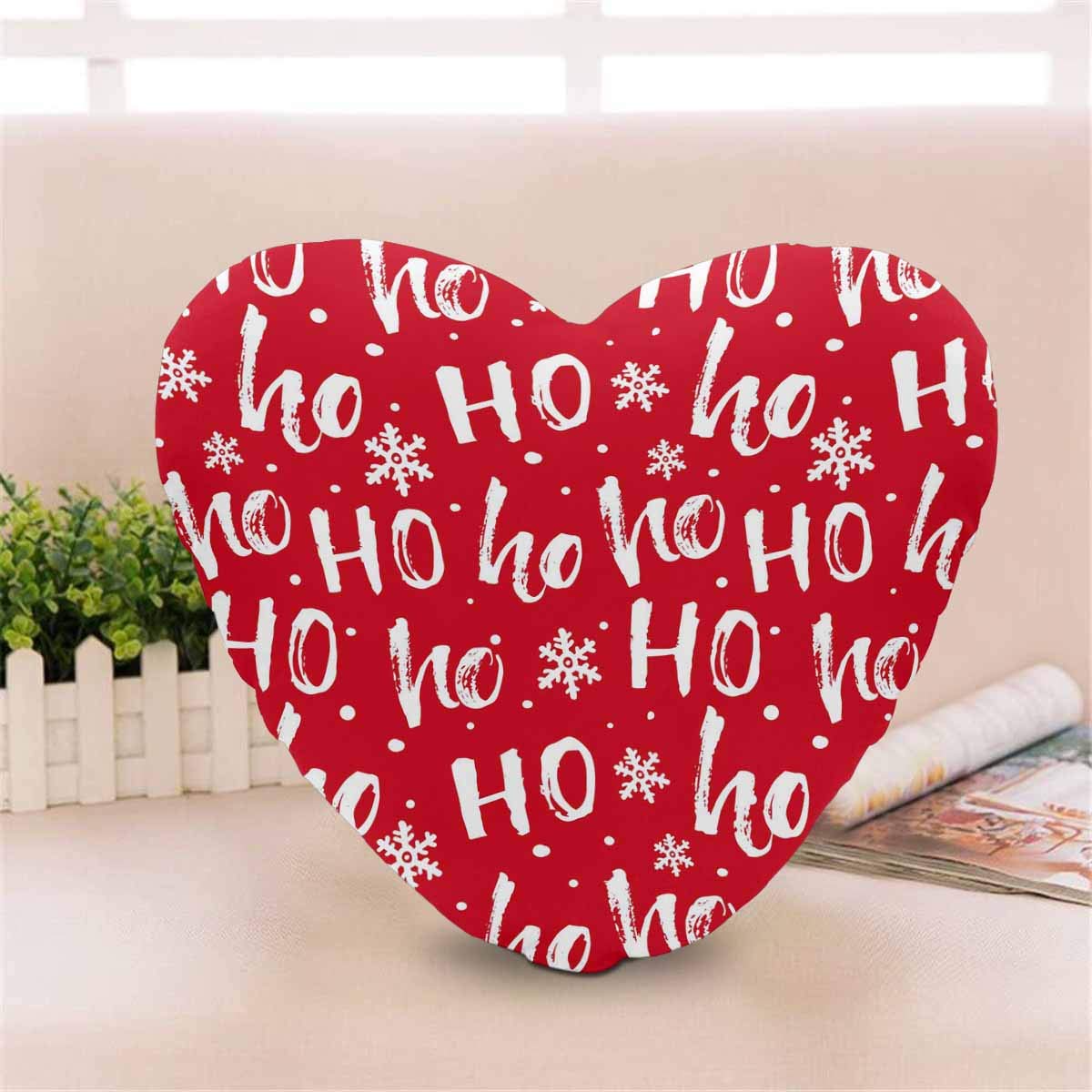 Santa Claus Laugh Heart Shaped Throw Pillow - 13.78 x 13.78 Inch Soft Decorative Cushion for Home, Bedroom, Office & Gifts | Christmas Decor, Valentine's Day Present for Girls & Friends