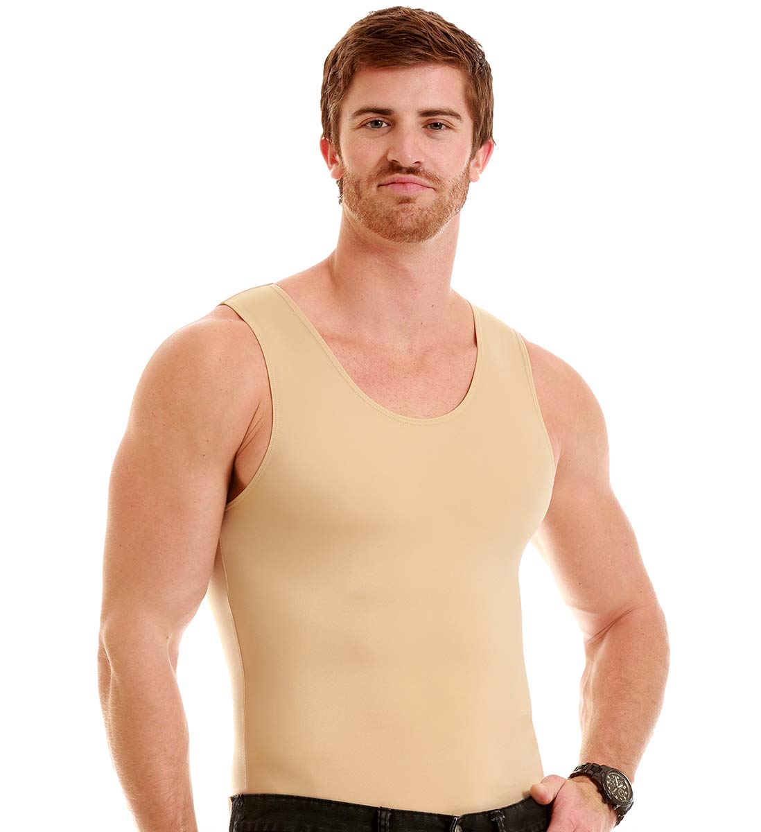 Insta Slim ISPRO Men's Slimming Muscle Tank Top - Shapewear Compression Shirt for Workout & Body Shaping | Made in USA | Gym, Running & Daily Wear