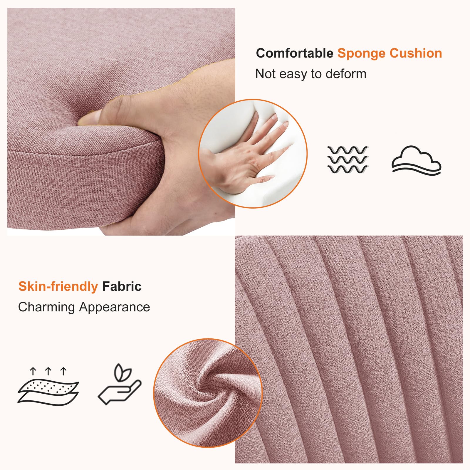 Sweetcrispy Armless Office Chair - Modern Fabric Adjustable Swivel Task Chair with Wheels for Home Office, Computer Desk & Small Spaces | Perfect for Compact Workspaces, Gaming & Vanity Areas