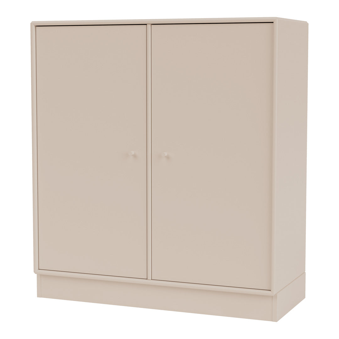 Modern 2-Door Lacquered Cabinet with Plinth Base - Stylish Storage Solution for Living Room, Bedroom or Office Organization