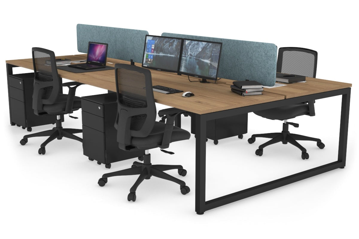 Quadro Loop Legs 4 Person Office Workstation - 1800L x 800W with Cable Management Scallop - Ideal for Collaborative Workspaces & Open Office Environments