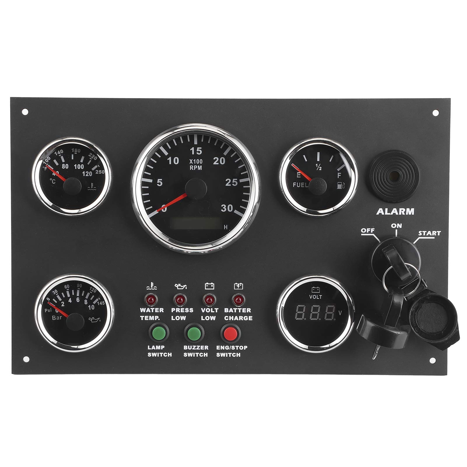 52mm/82mm Digital Gauge Set - Triple Waterproof Cluster with Voltmeter, Oil Pressure, Water Temperature, Engine RPM & Oil Level Display for Cars, Trucks & Boats (12V/24V) - Perfect for Vehicle Dashboards & Marine Instrument Panels