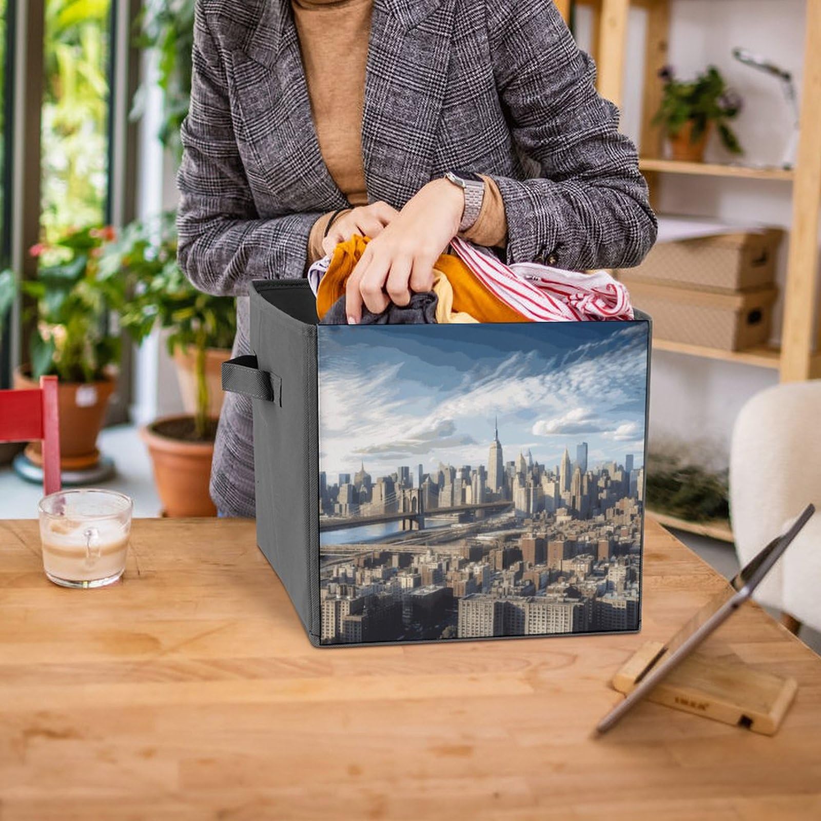 New York City Printed Storage Baskets - 2 Pack Fabric Storage Bins & Organizer Containers for Home, Closet, Office & Nursery Organization