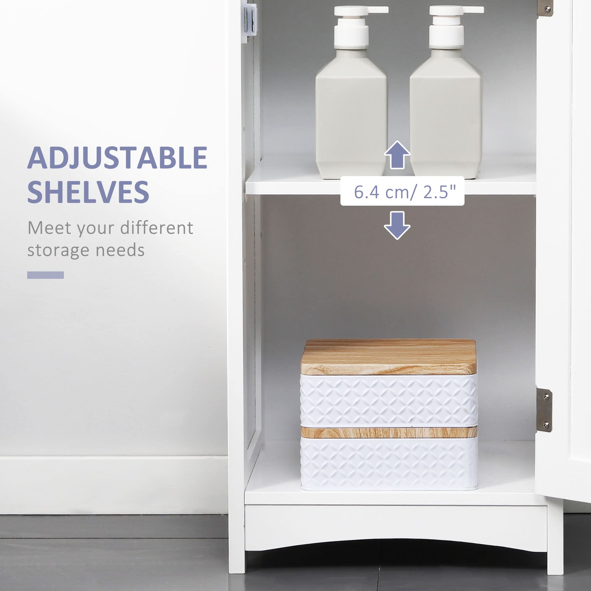 Kleankin 3-Tier Tall Bathroom Storage Cabinet with Adjustable Shelves & Drawer - Slim Freestanding Linen Tower for Bathroom Organization - White - Perfect for Small Spaces, Apartment Bathrooms & Closet Storage