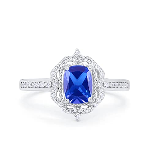 14K White Gold Simulated Tanzanite CZ