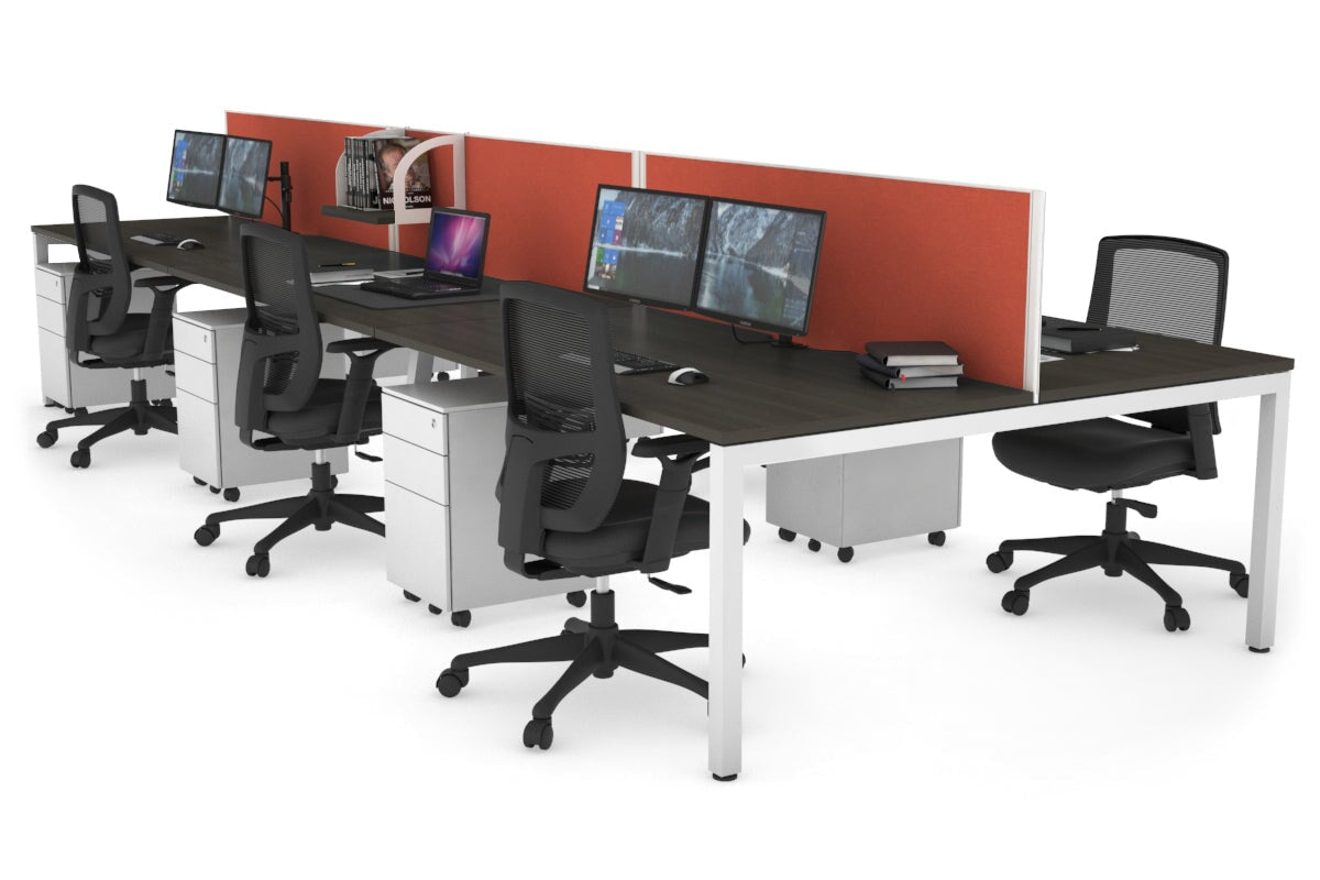 6-Person Office Workstation with Quadro Square Legs - 1600L x 800W Dimensions, Cable Management Scallop for Organized Workspace - Perfect for Open Office Layouts, Team Collaboration & Modern Workspaces
