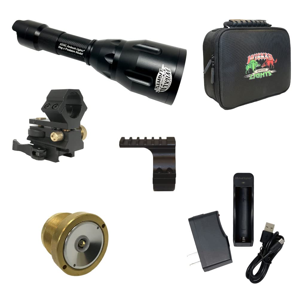 Wicked Lights A55iC Infrared Night Hunting Light Kit - Compatible with Night Vision Devices for Coyote, Fox, Bobcat, Hogs & Predators | Perfect for Night Hunting, Wildlife Observation & Security Surveillance