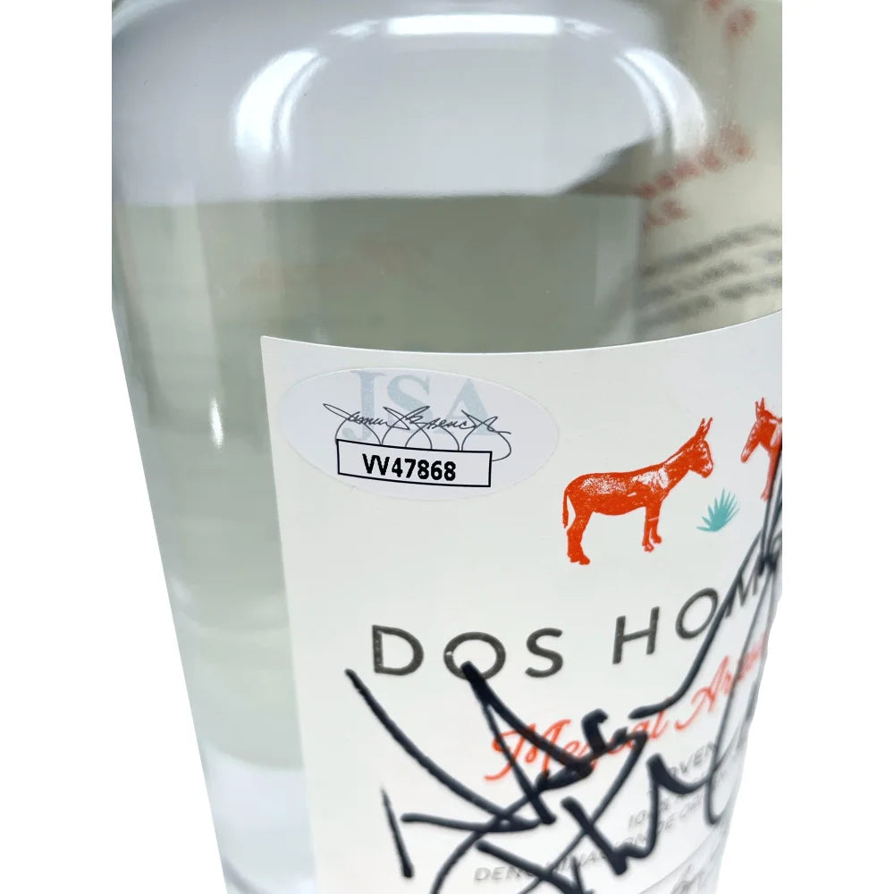 Bryan Cranston & Aaron Paul Signed Dos Hombres Mezcal Bottle - Breaking Bad Memorabilia with Framed License Plate Collage - JSA Certified Autograph - Perfect for Breaking Bad Fans & Collectors - Great Gift for TV Show Enthusiasts & Home Bar Decor