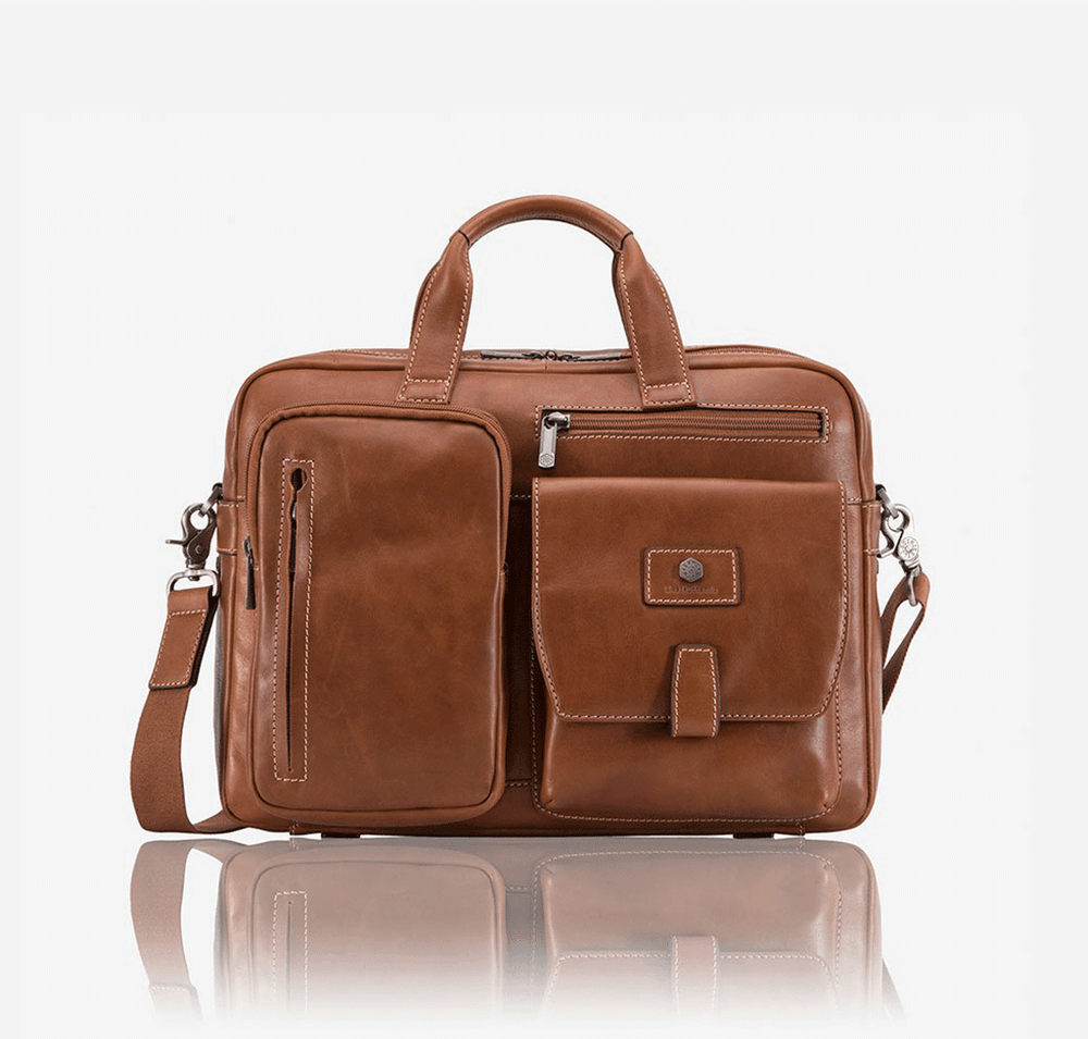 Jekyll & Hide Montana Medium Laptop Briefcase for 15.6 Inch Laptop - Durable Leather Business Bag with Shoulder Strap - Perfect for Office, Work, Travel & Commuting