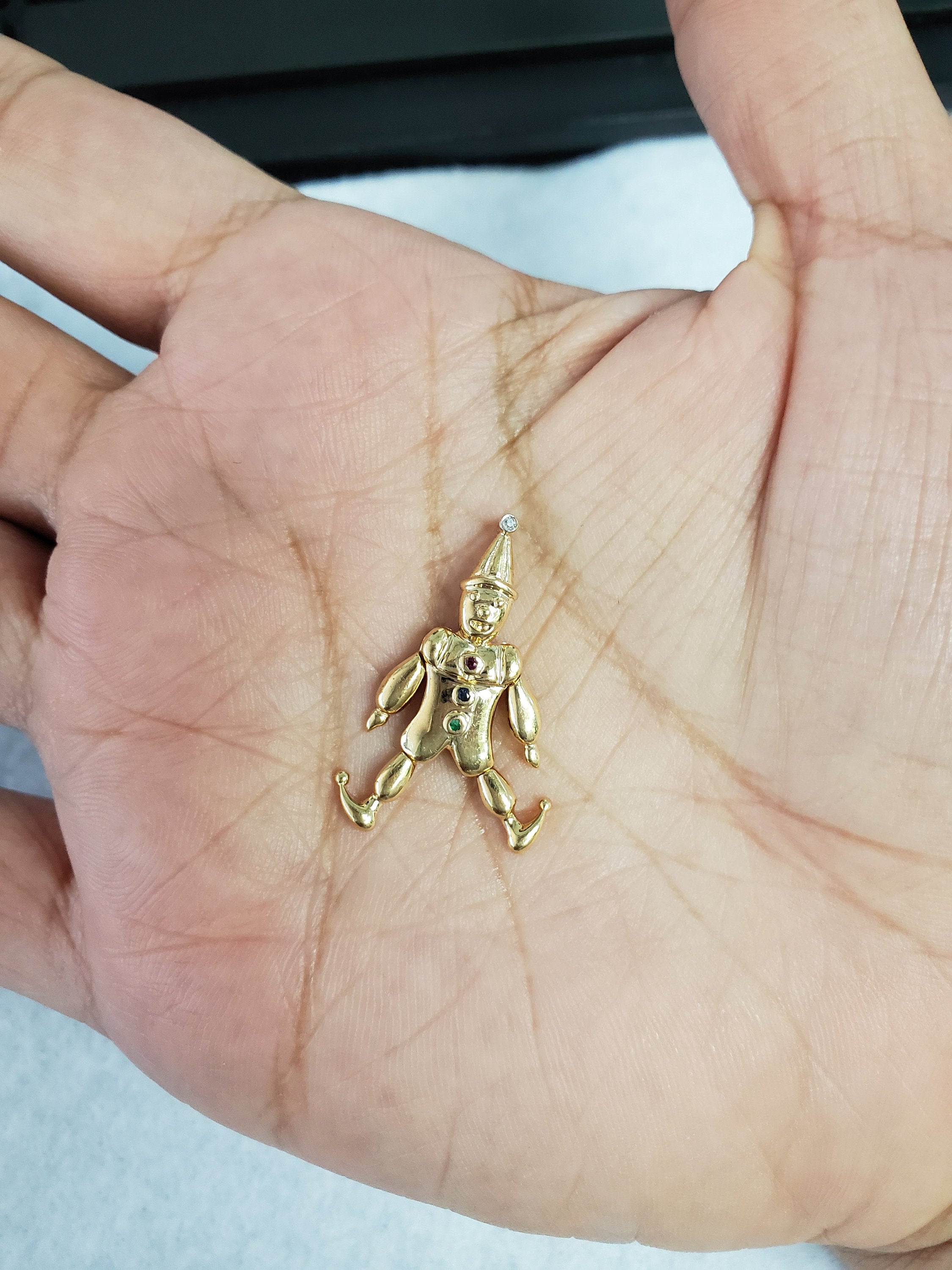 14k Yellow Gold Clown Charm Pendant - Perfect for Necklaces, Bracelets & Jewelry Making | Unique Gift for Clowns, Circus Lovers & Costume Enthusiasts