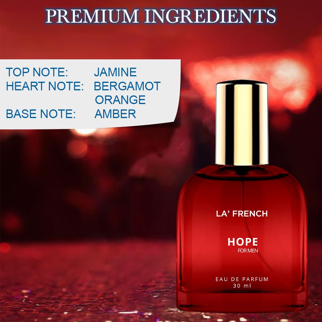 La French Hope Perfume for Men 30ml | Long Lasting Eau De Parfum | Premium Luxury Cologne with Fresh Scent | Travel Size & Date Night Fragrance | Perfect for Office, Evening Events & Romantic Occasions