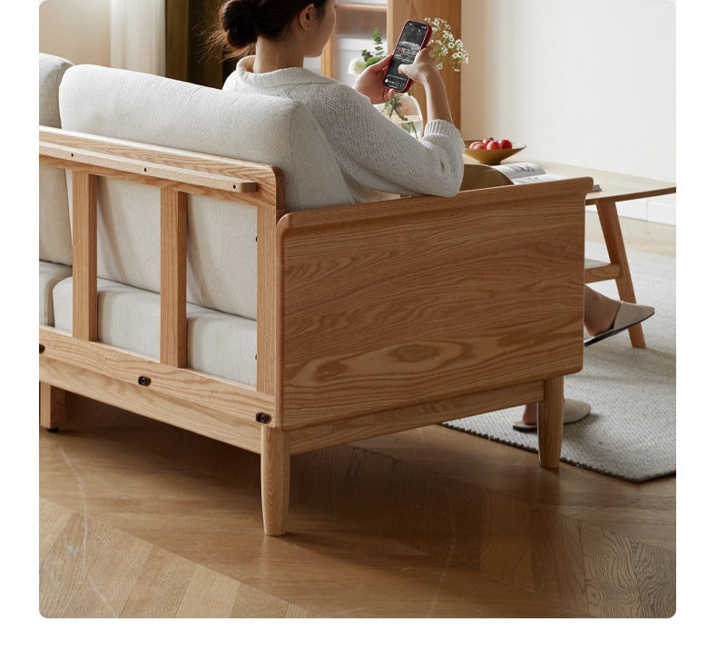 Oak Solid Wood Space-Saving Storage Sofa - Functional Multi-Purpose Sofa Bed with Hidden Storage for Small Apartments, Living Rooms & Guest Rooms