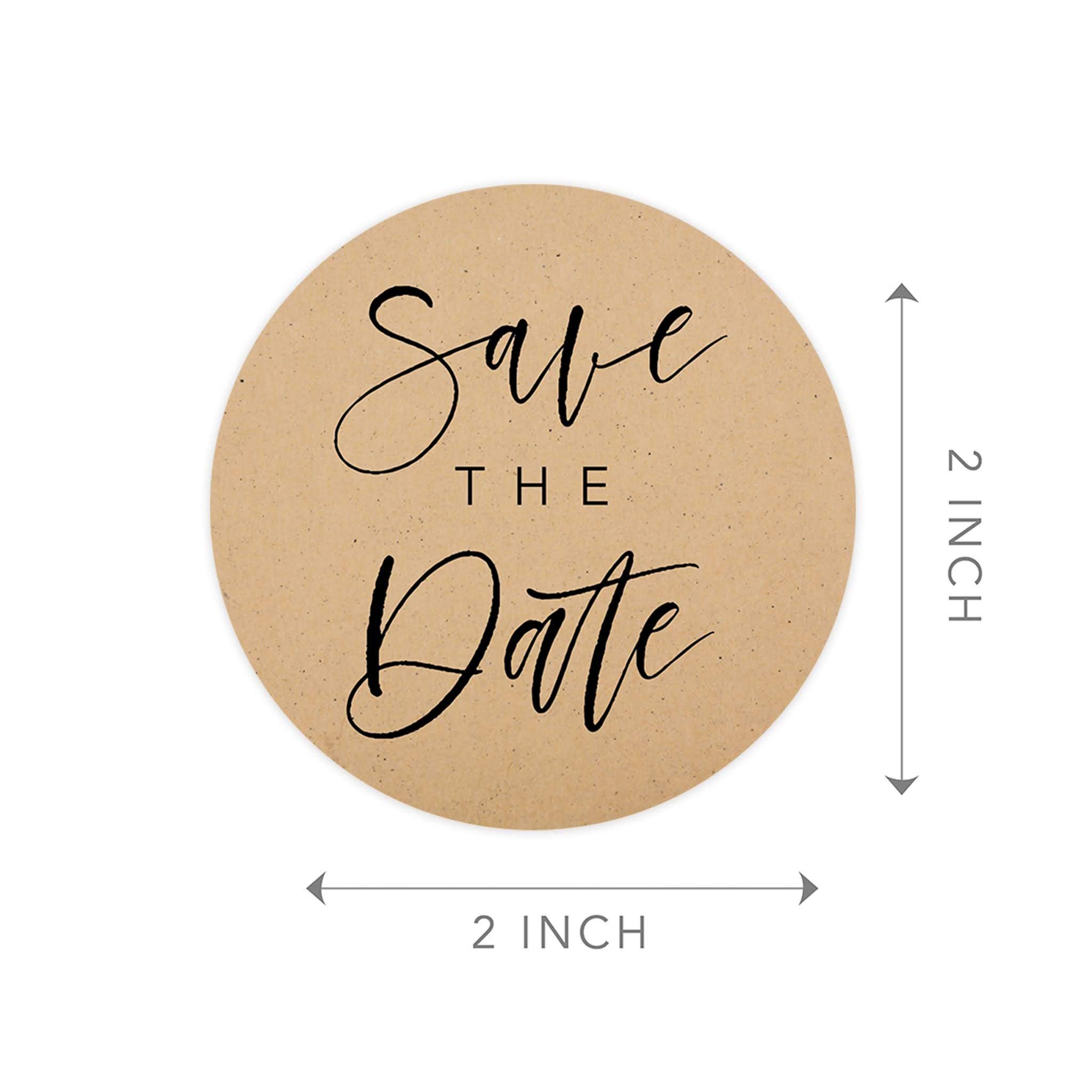 Save The Date Stickers - 2 Inch Round Kraft Brown Wedding Seals with Modern Cursive Design - 120-Pack for Invitations, Envelopes & Stationery - Perfect for DIY Wedding Planning & Bridal Shower Decorations