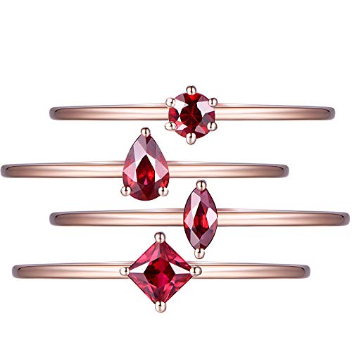 14K Rose Gold Red Ruby Ring for Women - Certified Natural Gemstone, Elegant Jewelry Gift for Anniversary, Wedding & Special Occasions