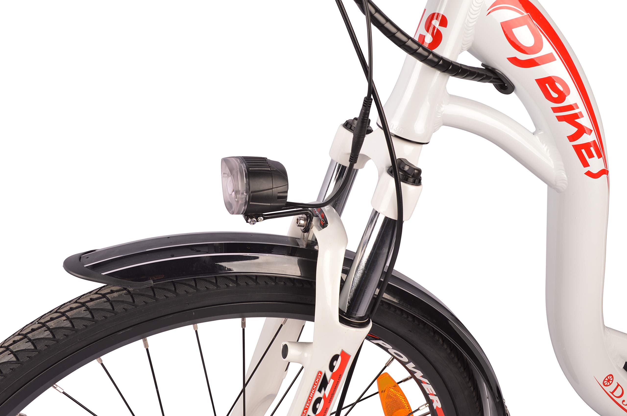 750W 48V 13Ah Step-Thru Electric Bike for Adults - Pearl White DJ City Commuter E-Bike with LED Lights, Fork Suspension & Shimano Gears - Perfect for Urban Commuting, Leisure Rides & Eco-Friendly Transportation
